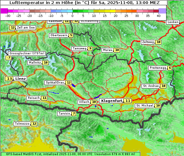 Temperatur, 8. 11. 2025