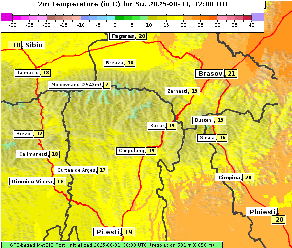 Temperatur, 31. 8. 2025