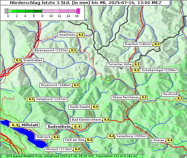 Niederschlag, 16. 7. 2025