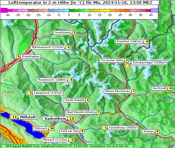 Temperatur, 18. 11. 2024