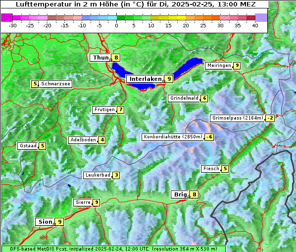 Temperatur, 25. 2. 2025