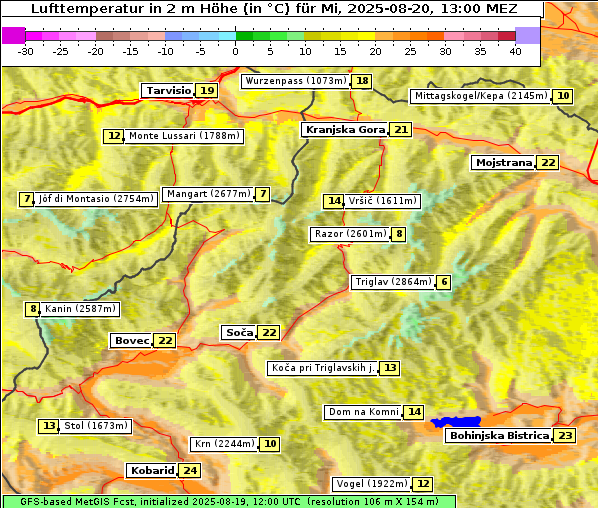Temperatur, 20. 8. 2025