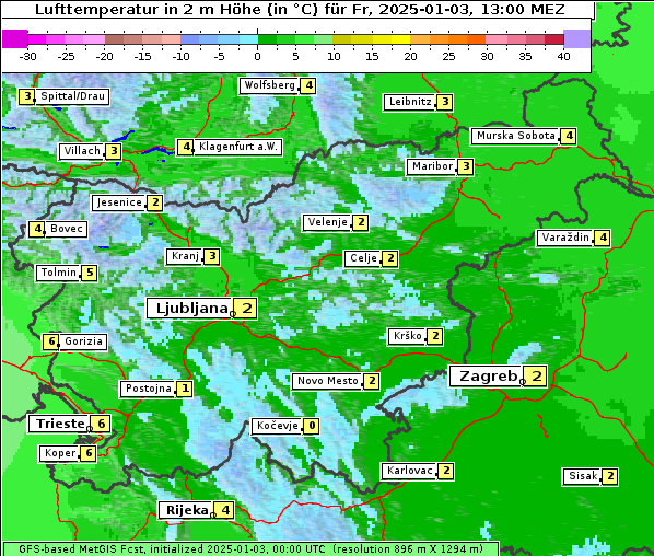 Temperatur, 3. 1. 2025