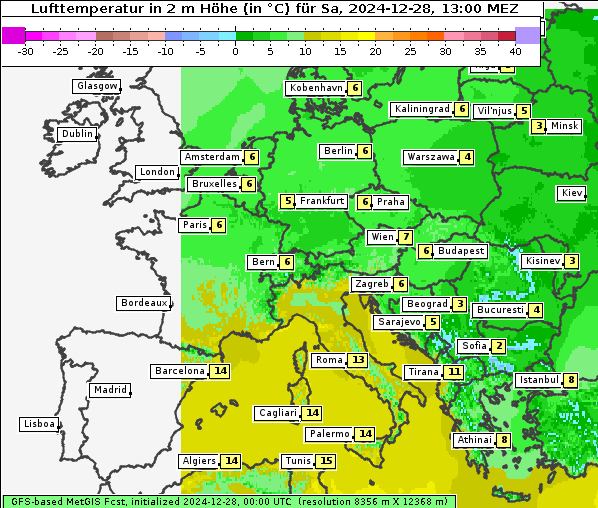 Temperatur, 28. 12. 2024