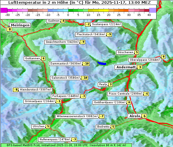 Temperatur, 17. 11. 2025