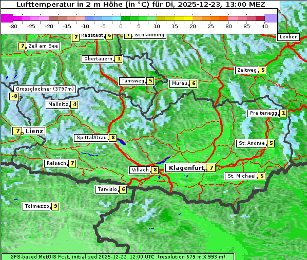 Temperatur, 23. 12. 2025
