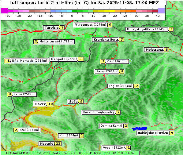 Temperatur, 8. 11. 2025