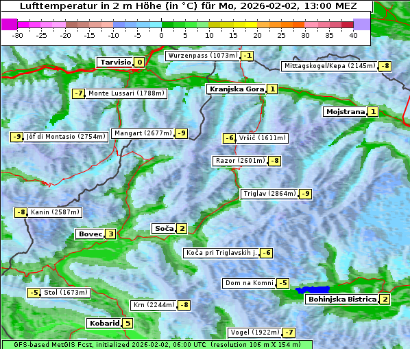 Temperatur, 2. 2. 2026