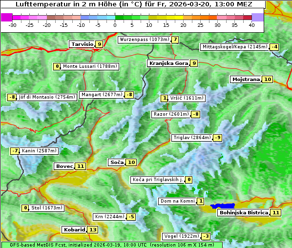 Temperatur, 20. 3. 2026