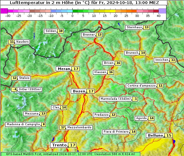 Temperatur, 18. 10. 2024