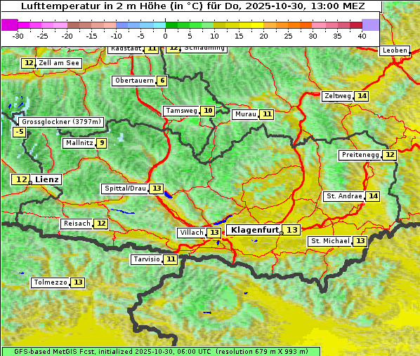 Temperatur, 30. 10. 2025