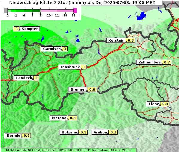 Niederschlag, 3. 7. 2025