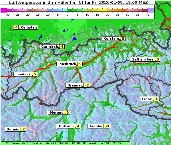 Temperatur, 9. 1. 2026