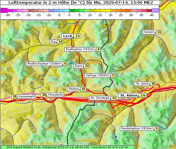 Temperatur, 14. 7. 2025