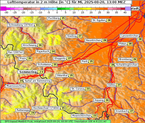 Temperatur, 20. 8. 2025