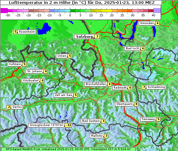 Temperatur, 23. 1. 2025