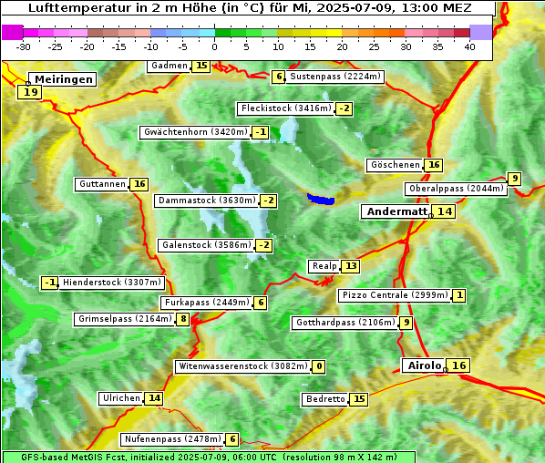 Temperatur, 9. 7. 2025