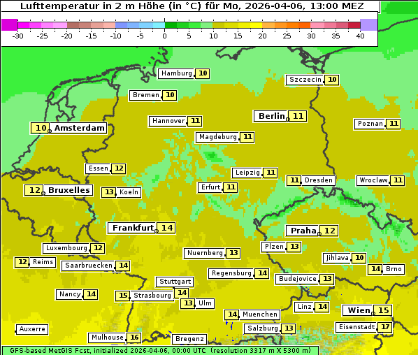Temperatur, 6. 4. 2026