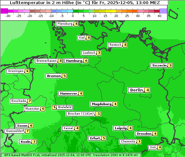 Temperatur, 5. 12. 2025