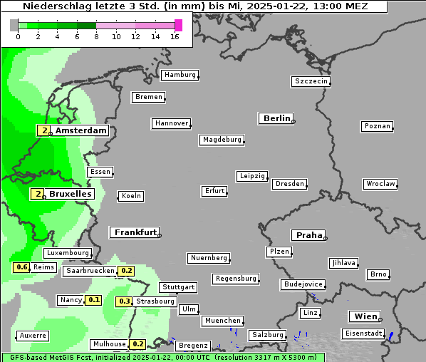 Niederschlag, 22. 1. 2025