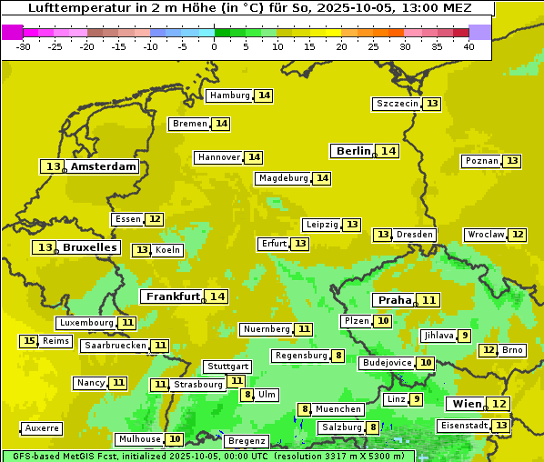 Temperatur, 5. 10. 2025