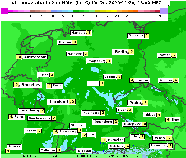 Temperatur, 20. 11. 2025