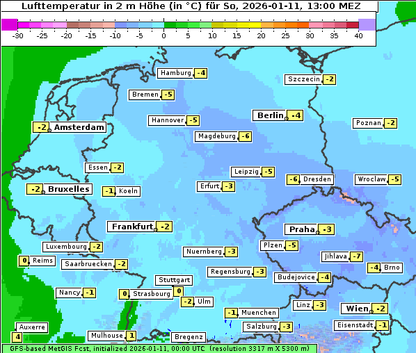 Temperatur, 11. 1. 2026