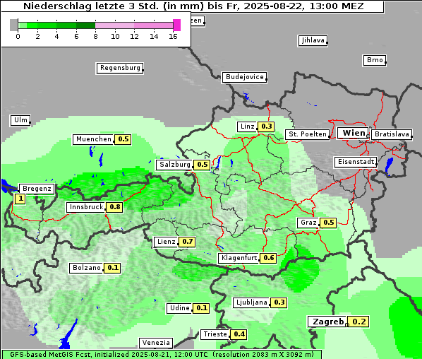 Niederschlag, 22. 8. 2025
