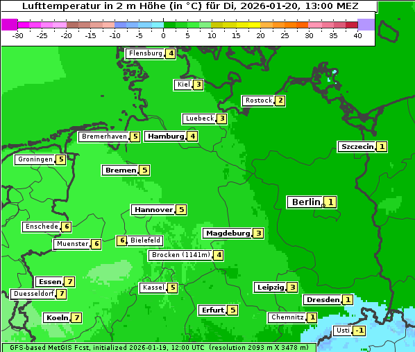 Temperatur, 20. 1. 2026