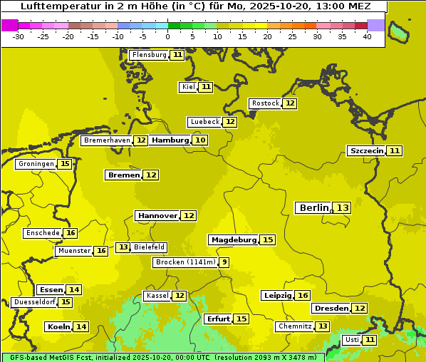 Temperatur, 20. 10. 2025