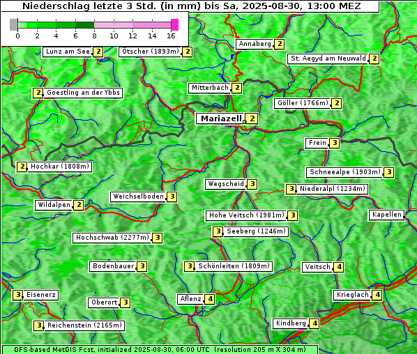 Niederschlag, 30. 8. 2025