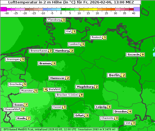 Temperatur, 6. 2. 2026