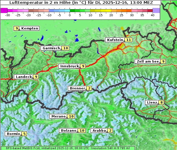 Temperatur, 16. 12. 2025