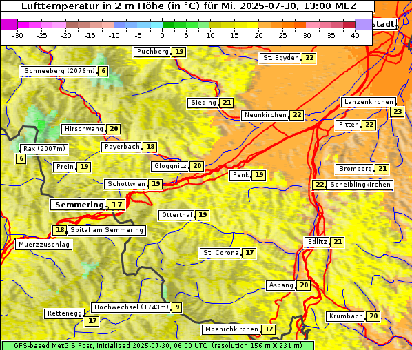 Temperatur, 30. 7. 2025