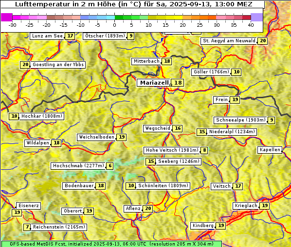 Temperatur, 13. 9. 2025