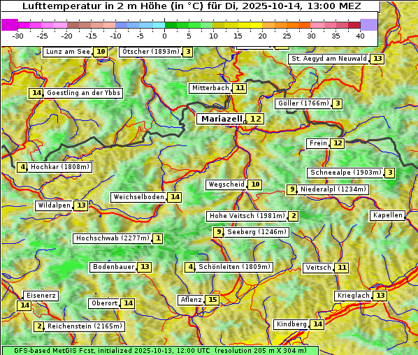 Temperatur, 14. 10. 2025