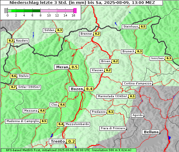 Niederschlag, 9. 8. 2025