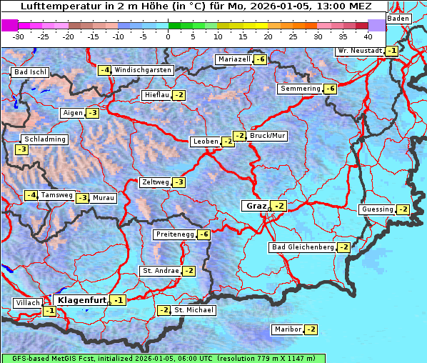Temperatur, 5. 1. 2026
