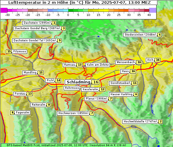 Temperatur, 7. 7. 2025