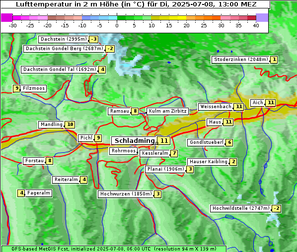 Temperatur, 8. 7. 2025