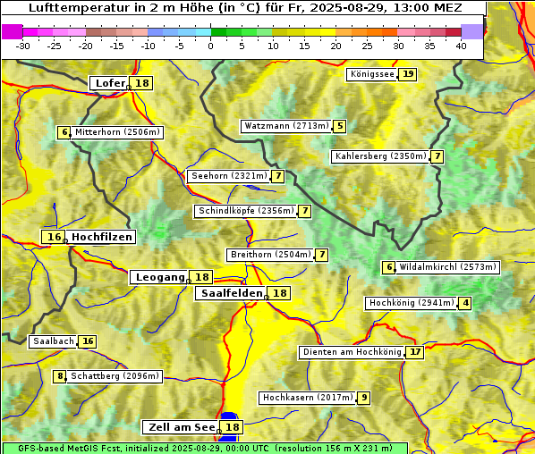 Temperatur, 29. 8. 2025