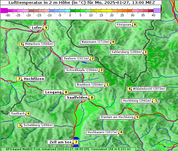 Temperatur, 27. 1. 2025