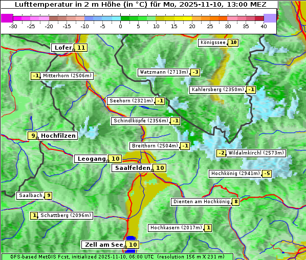 Temperatur, 10. 11. 2025