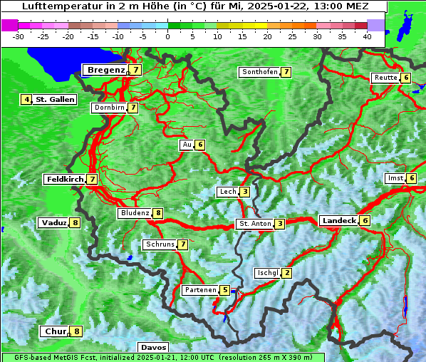 Temperatur, 22. 1. 2025