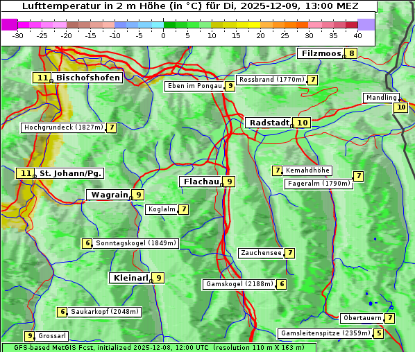 Temperatur, 9. 12. 2025