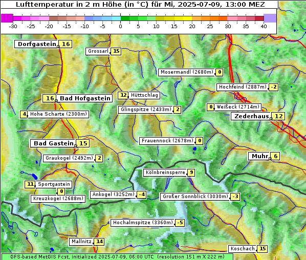 Temperatur, 9. 7. 2025