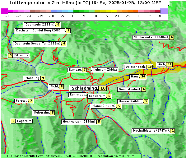 Temperatur, 25. 1. 2025