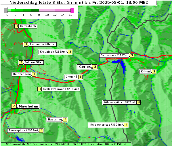 Niederschlag, 1. 8. 2025