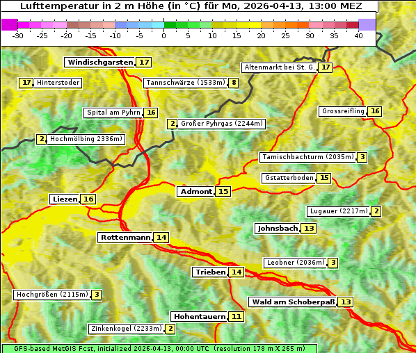 Temperatur, 13. 4. 2026