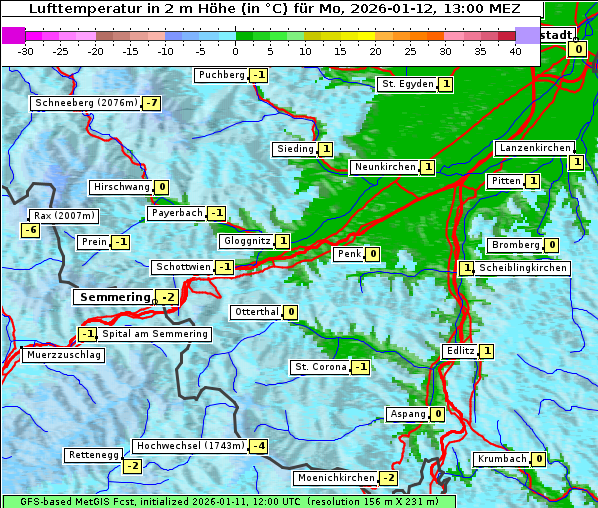 Temperatur, 12. 1. 2026